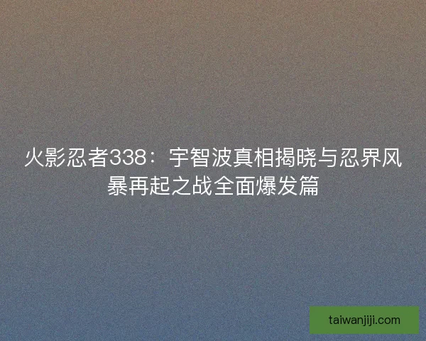 火影忍者338:宇智波真相揭晓与忍界风暴再起之战全面爆发篇 火影忍者338:宇智波真相揭晓与忍界风暴再起之战全面爆发篇