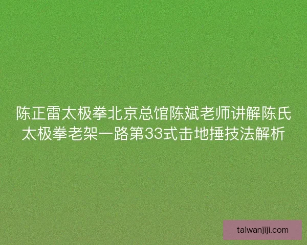 陈正雷太极拳北京总馆陈斌老师讲解陈氏太极拳老架一路第33式击地捶技法解析 陈正雷太极拳北京总馆陈斌老师讲解陈氏太极拳老架一路第33式击地捶技法解析
